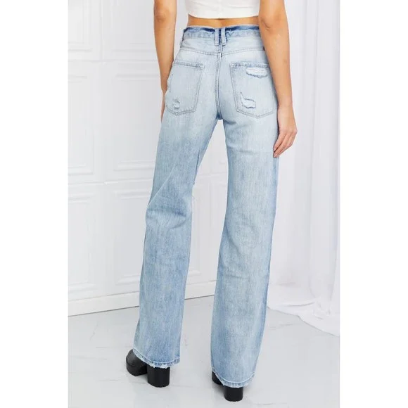 Kancan Button Fly Distressed Raw Hem Straight leg Jeans - Picture 2 of 7